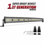 LED Light Bar 52″ Curved 750W Triple Row DWVO 50000LM Upgrated Chipset Led Work Light for Offroad Driving Fog Lamp Marine Boating IP68 WATERPROOF Spot & Flood Combo Beam Light Bars, 2 Year Warranty