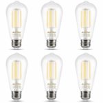 Ascher Edison LED Bulbs, 6W, Equivalent 60W, Glare-Free Frosted Glass, Daylight White 4000K, ST58 Antique LED Filament Bulbs, E26 Medium Base, Non-Dimmable, Pack of 6