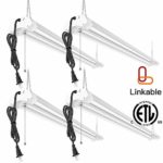 AntLux Linkable LED Garage Shop Lights 4ft 4800lm, 40W 5000K Daylight, Plug and Play, No Spot Dot, No Glare, ETL Certified, Durable Fixture with Pull Chain Mount, Daisy Chain Hardware Included, 4 Pack