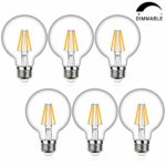 60W Equivalent G25 Dimmable LED Globe Light Bulbs, 7Watt, Medium Screw Base (E26), 2700K Kelvin Warm White, 800Lm, Omnidirectional Bathroom Vanity Mirror Light, Energy Efficient, 6-Pack