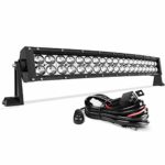 LED Light Bar 24 Inch Curved AUTO Work Light 4D 200W with 8ft Wiring Harness, 20000LM Offroad Driving Fog Lamp Marine Boating Light IP68 WATERPROOF Spot & Flood Combo Beam Light Bar, 2 Year Warranty