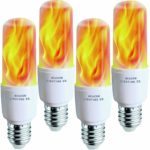 LED Flame Effect Light Bulbs – E26 LED Bulb with Gravity Sensor Flame Night Bulb for Home Hotel Bar Party Decoration(4 Pack)