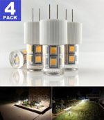 SRRB Direct G4 Bi-Pin 12V AC/DC T3 Low Voltage LED Replacement Landscape Pathway Light Bulb for Malibu Paradise Moonrays and more (4 Pack, Warm White)