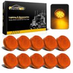 Partsam 10x 2.5″ Round Side Marker light Clearance 13 Diodes Universal Use Sealed Amber, Amber Lens 2.5 Inch Round LED Trailer Marker lights Truck RV Lamps
