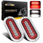 Partsam 2Pcs 6-1/2″ Oval Led Trailer Tail Lights 23 LED Flange Mount Waterproof Combo Red Stop Brake Tail Running Lights Taillights White Back Up and Reverse Lights Sealed with Reflectors 12V DC