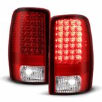 ACANII – For 2000-2006 Chevy Suburban 1500 2500 Tahoe Red Clear LED Tail Lights Brake Lamps Driver & Passenger Side
