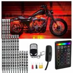 Motorcycle LED Light Kit Strips Multi-Color Accent Glow Neon Ground Effect Atmosphere Lights Lamp with Wireless Remote Controller for Harley Davidson Honda Kawasaki Suzuk(12PCS)
