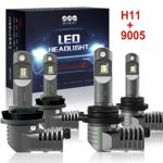 H11/H8/H9 9005/HB3 LED Headlight Bulbs with Fan, SEALIGHT S2 Series Mini Design Upgraded CSP Chips 6000K Xenon white IP67-2 Year Warranty (4 Pack)