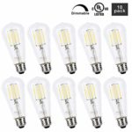 Mastery Mart Vintage LED Light Bulb, Clear Glass ST21 Antique Edison Bulb, Dimmable 5.5W (60W Equivalent), 500LM 5000K Daylight White, E26 Base Decorative Filament Bulbs, UL Listed, 10 Pack