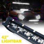 Xprite Ultra Thin Single Row Slim LED Light Bar, 42″ 200W CREE lightbar, 4D Optical Lens Flood Beam, for 4x 4 Off Road Jeep ATV SUV UTV Car Truck