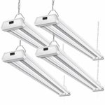 4 Pack 42W Linkable LED Shop Lights Addlon 4ft 48 Inch 5000K Led Garage Ceiling Lighting, 300W Equivalent Double Integrated Florescent Lights Fixture with Pull Chain Mounting