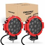 OEDRO 7 Inch 51W LED Light Bar, Round Spot Light Pods Off Road Driving Lights Fog Bumper Roof Light for Boat, Jeep, SUV, Truck, Hunters, Motorcycle, 2 years Warranty (Red Cover)