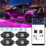 RGB LED Rock Lights with APP, Govee 4 Pods App Control Multi Color Neon Lighting Kit for Car, 12 V Waterproof Music Rock Lights for JEEP Off Road Truck Car ATV SUV Motorcycle