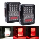 DOT Approved 4D LED Tail Lights for 2007-2017 Jeep Wrangler JK Brake Reverse Light Rear Back Up Lights Daytime Running Lamps,EMC Build-in