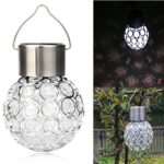 Gotian Solar Ball Lights, IP44 Waterproof White Rotatable Outdoor Garden Camping Hanging LED Round Ball Light