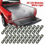 LED Truck Bed Lights, Ampper 12 V 60 LEDs Cargo Unloading Lighting Strips with On/Off Switch Fuse Splitter Cable for Truck Bed, Pickup, Rv, SUV (2 Strips, 20 Black Modules, White Light)