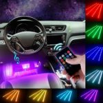 DITRIO 4x12LED interior lighting car light bar multicolour LED strip with remote control and car charger DC 10-15V