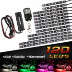 12Pcs Motorcycle LED Light Kit Strips Multi-Color Accent Glow Neon Ground Effect Atmosphere Lights Lamp with Wireless Remote Controller for Harley Davidson Honda Kawasaki Suzuki