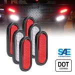 4 Red + 2 White 6″ Oval 24 LED Trailer Tail Light Kit [DOT Certified] [Grommets & Plugs Included] [IP67 Waterproof] Stop Brake Turn Reverse Back Up Trailer Lights for RV Truck Jeep