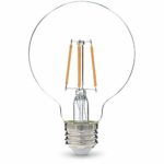 AmazonBasics 60W Equivalent, Clear, Soft White, Dimmable, 15,000 Hour Lifetime, G25 LED Light Bulb | 3-Pack