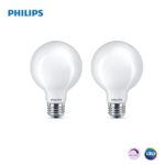 Philips LED Dimmable G25 Light Bulb, 500-Lumen, 2700-Kelvin, 6.5-Watt (60-Watt Equivalent), E26 Base, Frosted, Soft White, 2-Pack