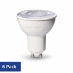 AmazonBasics 50W Equivalent, Daylight, Dimmable, 10,000 Hour Lifetime, MR16 (GU10 Base) LED Light Bulb | 6-Pack