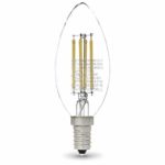 AmazonBasics 60W Equivalent, Clear, Daylight, Dimmable, 15,000 Hour Lifetime, B11 (E12 Candelabra Base) LED Light Bulb | 3-Pack