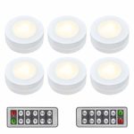 Arvidsson LED Under Cabinet Lighting, Wireless LED Puck Lights with Remote, Closet Light Battery Operated, Dimmable Under Counter Lights for Kitchen, Natural White – 6 Pack
