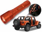 Jeep Wrangler Accessories Punk’n Orange Colored LED Flashlight with Roll Bar Holster Holster fits Jeep Jk rollbar, Color match is for 2018-2019 Jeep JL Accessories, Ultra Bright, 1000 Lumens, Zoomable