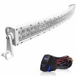 TURBOSII DOT Approved 50 Inch 288W Curved Bar Offroad Spot Flood Combo Led Work Light with Fuse/Relay Rocker Switch Wiring Harness Fit for Jeep XJ Ford GMC Truck Dodge Ram SUV ATV UTV 4X4 Chevy