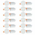 OSTWIN 3 inch IC Rated LED Recessed Low Profile Slim Round Panel Light with Junction Box, Dimmable, 6W (30 Watt Repl.) 3000K Warm Light 420 Lm, 12 Pack No Can Needed ETL & Energy Star Listed