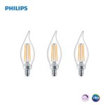 Philips LED Classic Glass Dimmable BA11 Bent Tip Light Bulb: 500-Luman, 5000-Kelvin, 5.5-Watt (60-Watt Equivalent), E12 Base, Clear, Daylight, 3-Pack