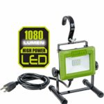 PowerSmith PWL110S 1080 Lumen LED Work Light Stand and Large Adjustable Metal Hook, Compact Green