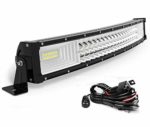 AUTOSAVER88 24″ LED Light Bar Triple Row Curved Flood Spot Combo Beam Led Bar 270W Off Road Driving Lights with Wiring Harness for Jeep Trucks Boats ATV Jeep