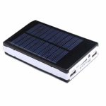 Gyswshh Portable Solar Charging Stations LED Light Dual USB Power Bank DIY External Case Without Battery Black