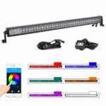 RGB LED Light Bar 40 Inch, Swatow Industries 5D CREE Chasing Color Changing Spot Flood Combo Dual Row Light Bar with Wiring Harness Off Road Bluetooth Lights for Truck Jeep ATV UTV Boat
