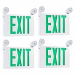 TORCHSTAR Green LED Exit Sign with UL Listed Emergency Light, AC 120V/277V, Battery Included, Top/Side/Back Mount Sign Light, for Hotels, Restaurants, Shopping Malls, Hospitals, Pack of 4