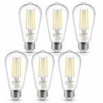 Vintage LED Edison Bulb, 6W, Equivalent 60W, Daylight White 4000k, Non-Dimmable Led Filament Light Bulb, E26 Base, High CRI 95 Led Bulb, Clear Glass for Bathroom Kitchen Dining Room, Pack of 6