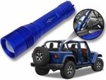 Jeep Wrangler Accessories Ocean Blue Colored LED Flashlight with Roll Bar Holster. Holster fits Jeep Jk rollbar also. Color match is for 2018-2019 Jeep JL Accessories, Ultra Bright, 1000 Lumens