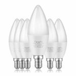 E12 LED Bulb Candelabra LED Bulbs Daylight White 5000K Ceiling Fan Light Chandelier Base Non Dimmable Equivalent 60Watt Candleabras 6W 550Lumens (6-Pack)