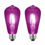 SleekLighting LED 4Watt Filament ST64 Purple Colored Light Bulbs Dimmable – UL Listed, E26 Base Lightbulb – Energy Saving – Lasts for 25000 Hours – Heavy Duty Glass – 2 Pack