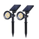 Nekteck Solar Lights Outdoor, 2 in 1 Outdoor Solar Spotlights with Activated Auto On/Off for Pathway, Walkway, Garden, Patio, Driveway, Ground, Yard, Landscaping Decorative (2 Pack,2300K) (Warm white)