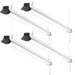 Linkable LED Shop Light 4FT 52W 5600 Lumens LED Garage Lights 4 Foot 5000K Daylight White FaithSail 120W Fluorescent Lighting Fixture Replacement Plug in with 5′ Power Cord Pull Chain, 4 Pack