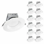 OSTWIN (12 Pack) 6 inch IC Rated LED Ceiling Recessed Downlight Kit With Junction box, Baffle Trim, Dimmable, 15W(120Watt Repl) 5000K Daylight, 1100Lm. No Can Needed ETL and Energy Star Listed