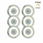 Genuine Marine RV Boat Touch Ceiling LED Light DC 12V 3W 2800K Soft White Full Aluminum Tap Light, Stepless Dimmable, Surface Mount and Hidden Fasteners Design, Stainless Steel Screws Included (6pk)