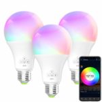 BERENNIS Smart Light Bulb, RGBW Wi-Fi LED Bulb [6.5W 500LM] Dimmable Multicolored Lights, No Hub Required, Compatible with Alexa and Google Home (3 Pack)