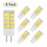 GY6.35 LED Bulb, AC/DC 12 Volt, 5W Equivalent to T4 JC Type 40Watt Incandescent Halogen Bulb Replacement, GY6.35/G6.35 Bi-pin Base, Non-Dimmable Daylight White 6000K-6500K Light Lamps（6-Pack)