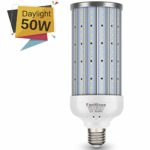 LED Corn Light Bulb Corn Lamp 50W (350W Equivalent 5000 Lumen 6500k) Cool Daylight White LED Corn Lights E26/E27 Medium Base for Indoor Outdoor Garage Factory Warehouse Backyard