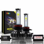 Promax RGB LED Headlight Bulbs Bluetooth controlled 8 Color All-in-One Conversion Kit Size: 9006 (9005,H10,9055,HB3,HB4) – Color:3000K, 5000K, 6500K, 8000K, 10000K, Violet, Red, Green