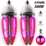 (2pcs)300W LED Grow Light Bulb Full Spectrum Waterproof IP65 LED Plant Grow Lights Lamp with 360 Degree Lighting for Outdoor Indoo Growing Lights Par38 Lamp for Hydroponic Greenhouse Plants